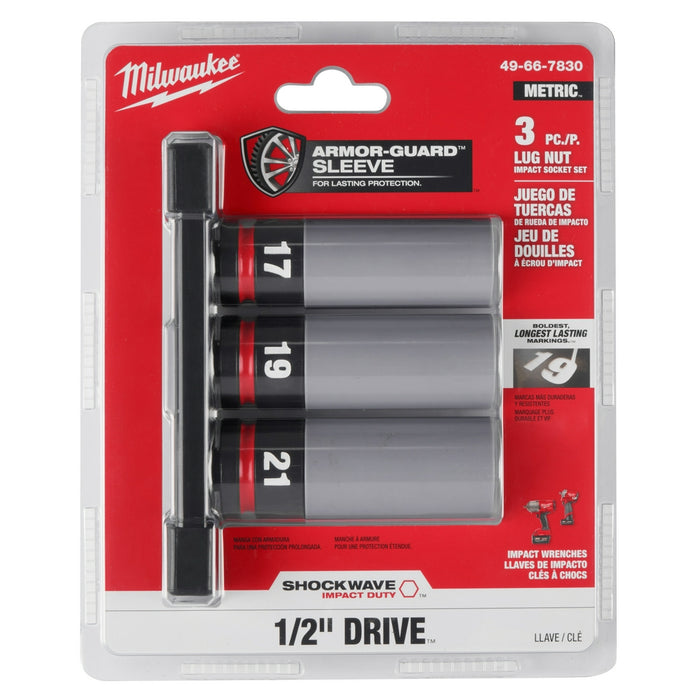 Milwaukee SHOCKWAVE Impact Duty™ 1/2" Drive 3 pc. Metric Lug Nut Socket Set