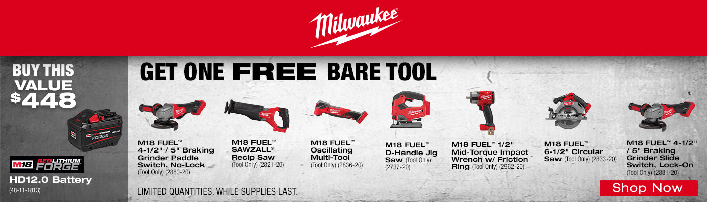 BUY M18 FORGE HD 12.0 BATTERY 48 11 1813 GET ONE FREE BARE TOOL 07.01 07.31.2026 1400x400
