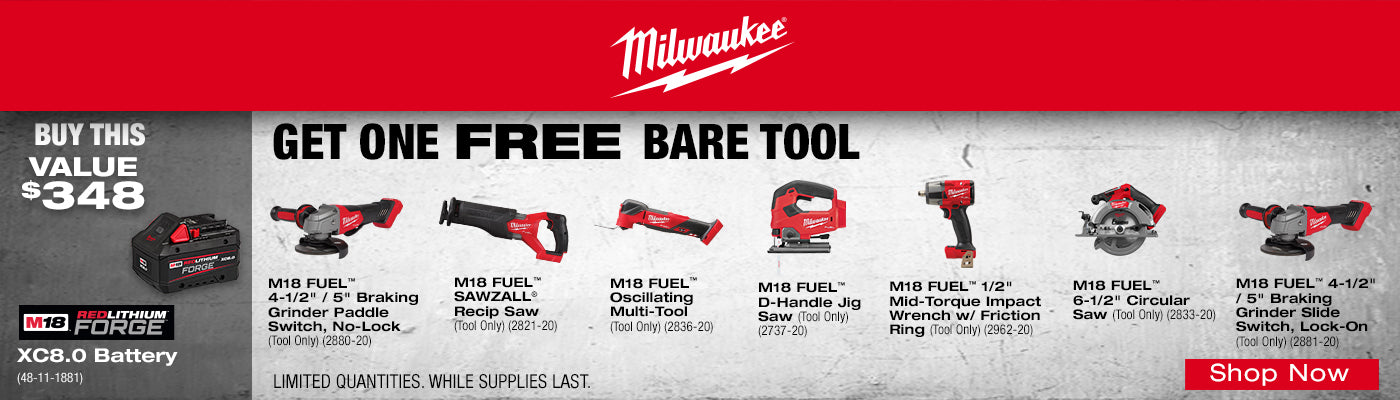 BUY M18 FORGE XC8.0 BATTERY 48 11 1881 GET ONE FREE BARE TOOL 07.01 07.31.2026 1400x400