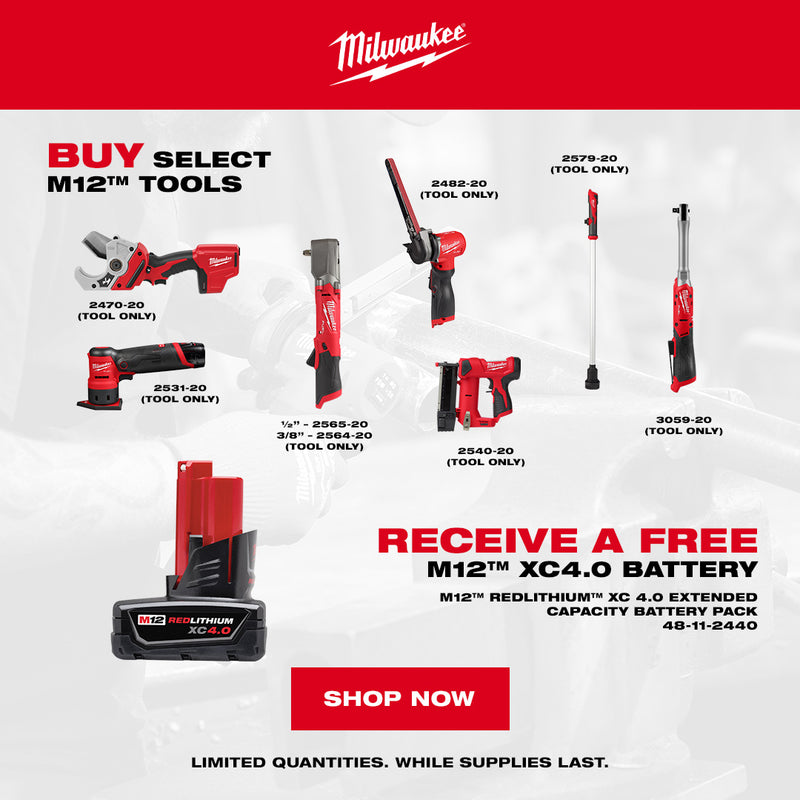 BUY SELECT M12 TOOLS RECEIVE A FREE M12 XC4.0 BATTERY 48 11 2440 09.23 10.31.2026 1080X1080