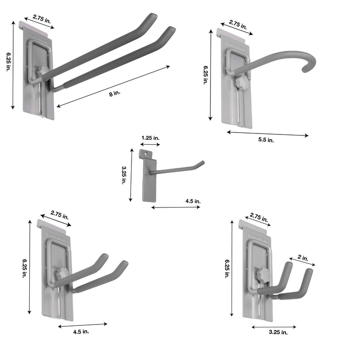 Crownwall 20 Piece Hook Kit Slatwall Accessory