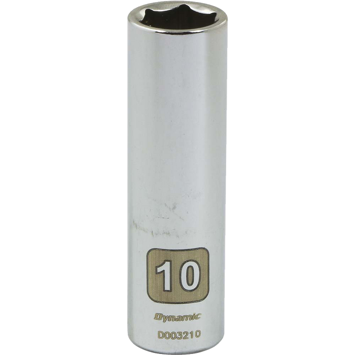 Dynamic 1/4" Drive, 6 Point Chrome Finish, Deep Length Metric Sockets
