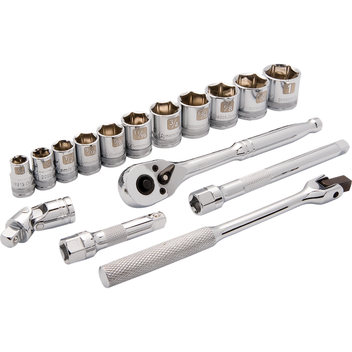 Dynamic 3/8" Drive, 16 Piece 6 Point Standard SAE Socket Set, 3/8" - 1"