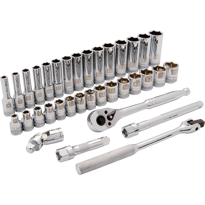 Dynamic 3/8" Drive, 35 Piece 6 Point Standard/Deep Metric Socket Set, 6mm - 20mm