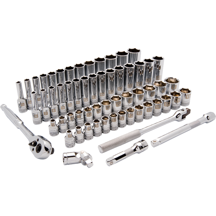 Dynamic 3/8" Drive 60 pc. 6-Point Standard/Deep Socket Set - SAE & Metric
