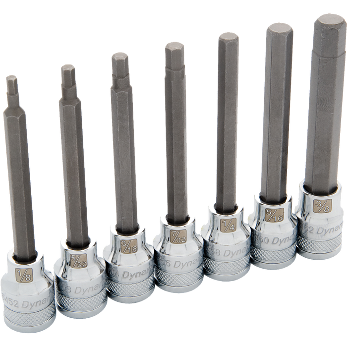 Dynamic 3/8" Drive 7 pc. SAE Long Hex Socket Set - 1/8" - 3/8"