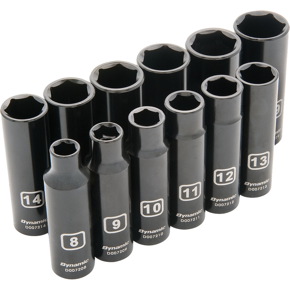 Dynamic 3/8" Drive, 12 Piece 6 Point Deep Impact Metric Socket Set, 8m ...