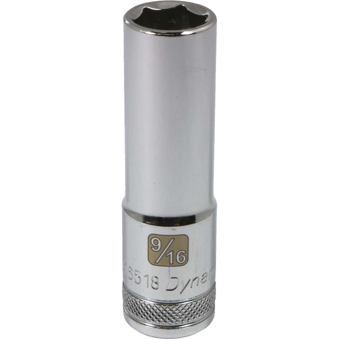 Dynamic 1/2" Drive, 6 Point Deep Length Chrome SAE Socket