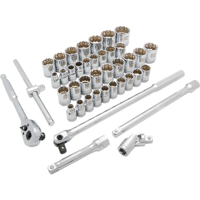 Dynamic 1/2" Drive, 41 Piece 12 Point Standard SAE/Metric Socket Set, 3/8" - 1-5/16", 10mm - 28mm