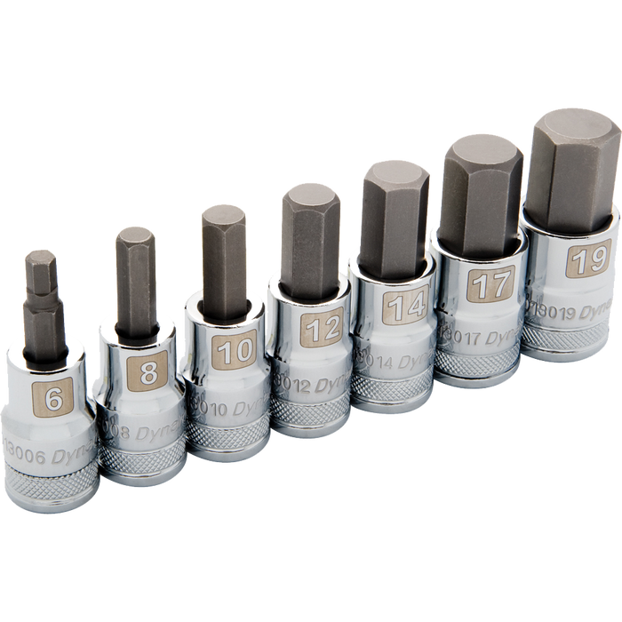 Dynamic 1/2" Drive, 7 Piece Standard Length, Hex Metric Socket Set, 6mm -19mm