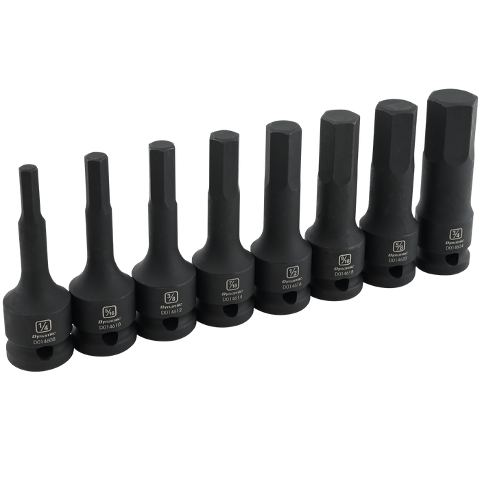 Dynamic 1/2" Drive, 8 Piece Impact Hex Key SAE Socket Set
