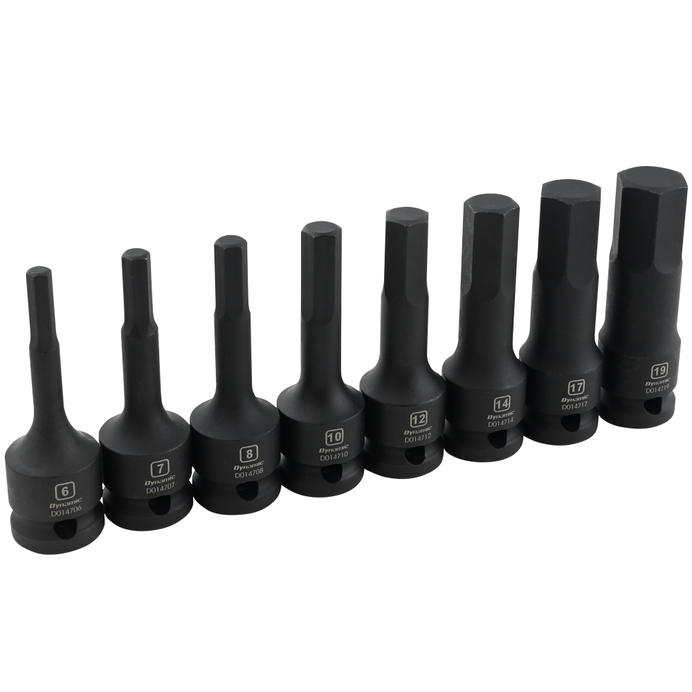 Dynamic 1/2" Drive, 8 Piece Impact Hex Key Bit Metric Socket Set ...