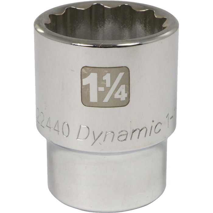 Dynamic 3/4" Drive, 12 Point Chrome Finish, Standard Length SAE Sockets