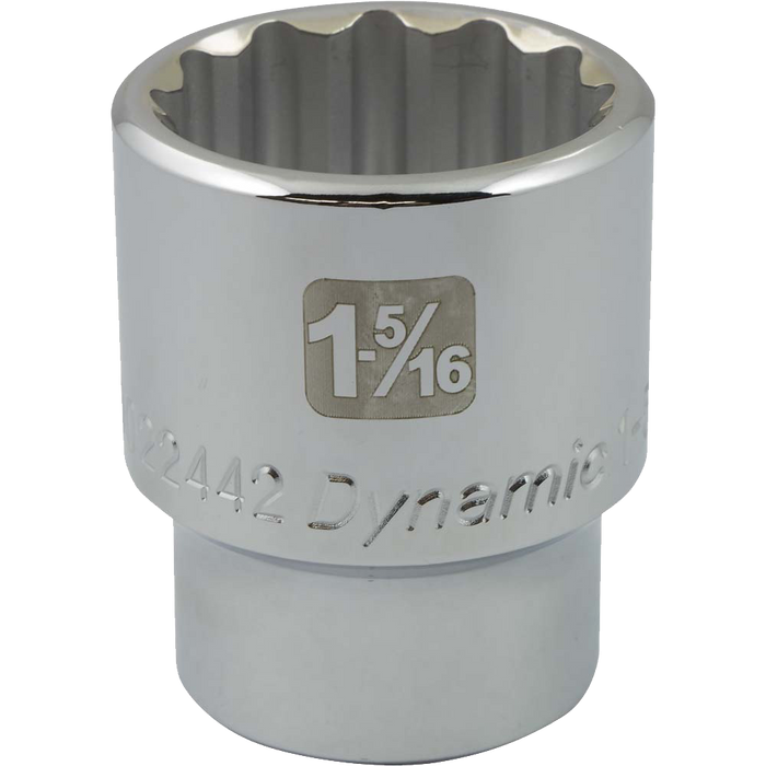 Dynamic 3/4" Drive, 12 Point Chrome Finish, Standard Length SAE Sockets