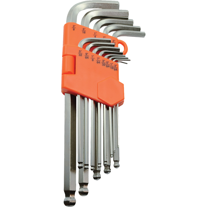 Dynamic 13 Piece, Long Ball End SAE Hex Key Set, 3/64" - 3/8"