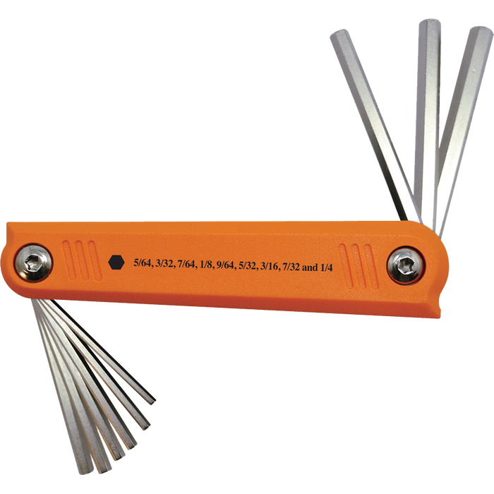 Dynamic 9 pc. SAE Folding Hex Key Set - 5/64" - 1/4"