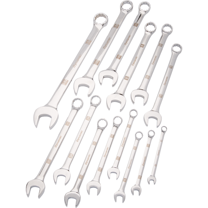 Dynamic 14 Piece, Mirror Chrome Finish, Combination SAE Wrench Set, 3/8" - 1-1/4"