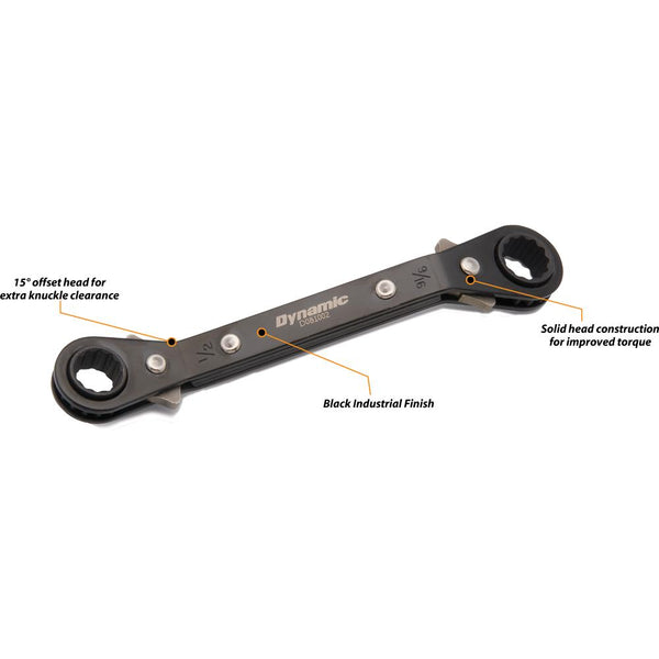 Dynamic 3/4" x 7/8", 25° Offset Double Box End Ratcheting Wrench
