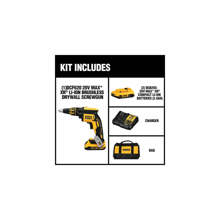 DeWalt 20V MAX XR® Brushless Drywall Screw Gun Kit