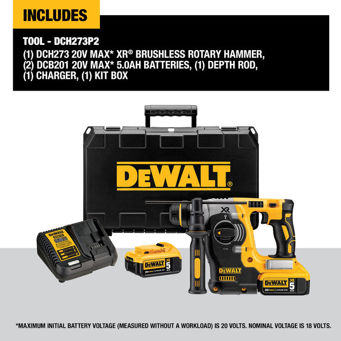 DeWalt 20V MAX XR Brushless 1" SDS Plus L-Shape Rotary Hammer Kit