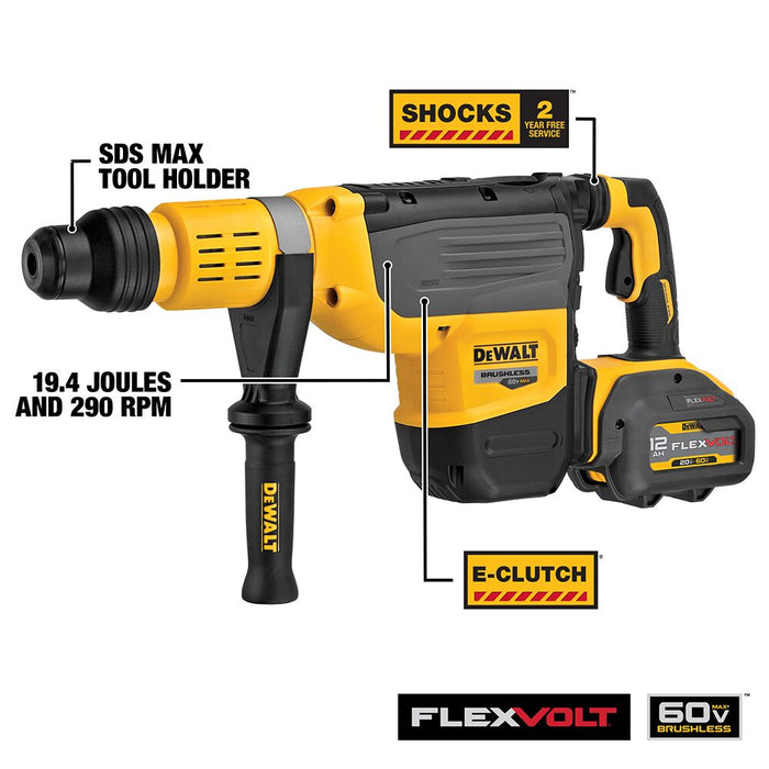 DeWalt 60V MAX 2" Brushless SDS MAX Combination Rotary Hammer Kit