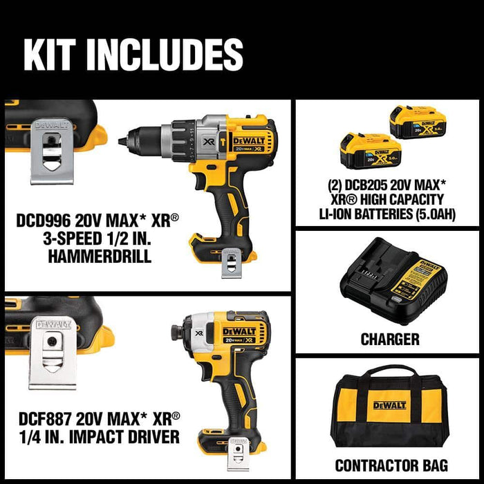 DeWalt 20V MAX XR® Brushless 5 Ah Hammer Drill/Impact Kit