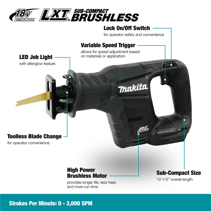 Makita 18V LXT Brushless Sub-Compact Reciprocating Saw - Tool Only