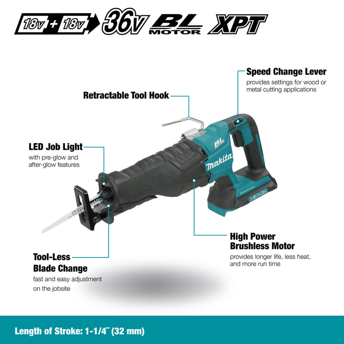 Makita 18V LXT Brushless Cordless Reciprocating Saw - Tool Only