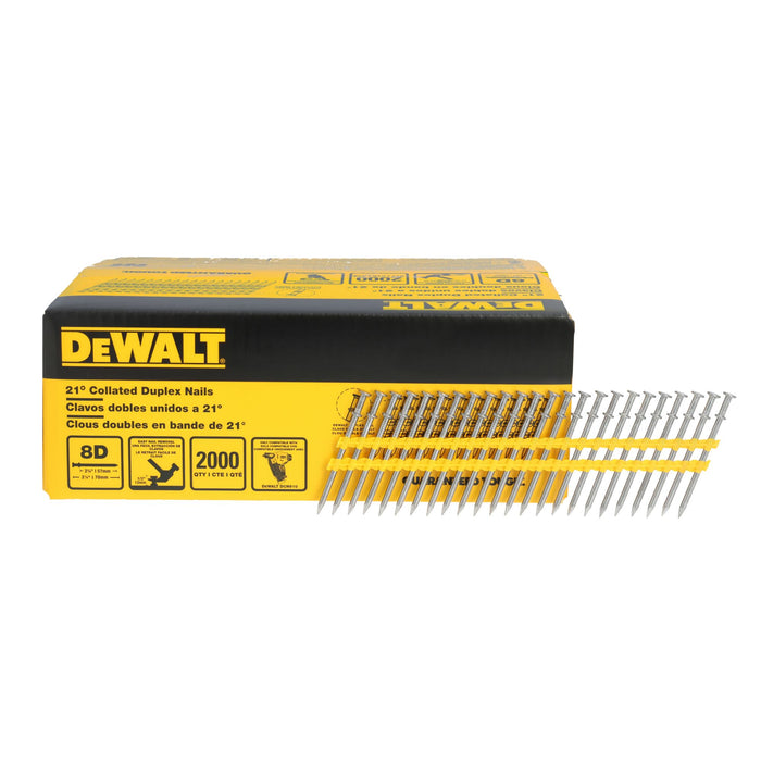 DeWalt 21° Collated Duplex Nails (Pack of 2,000) - 8D 2-3/4" x 0.131"