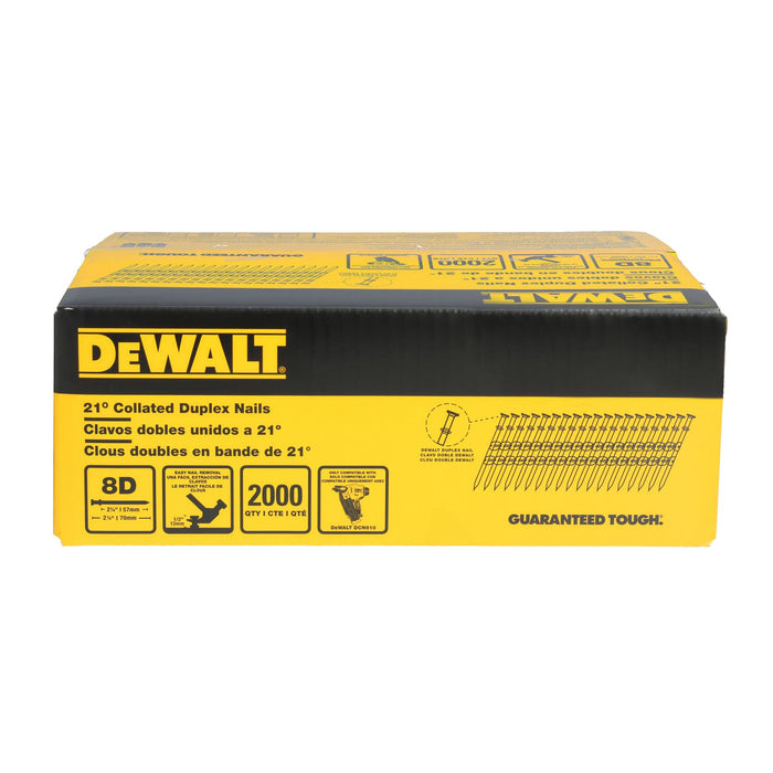DeWalt 21° Collated Duplex Nails (Pack of 2,000) - 8D 2-3/4" x 0.131"