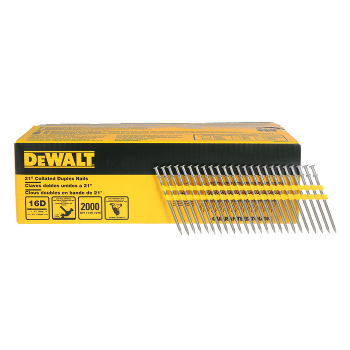 DeWalt 21° Collated Duplex Nails (Pack of 2,000) - 16D 3-1/2" x 0.131"