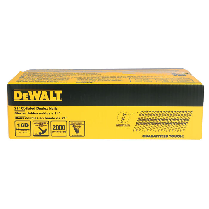 DeWalt 21° Collated Duplex Nails (Pack of 2,000) - 16D 3-1/2" x 0.131"
