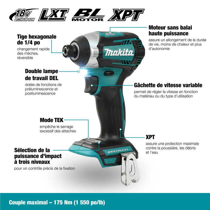 Makita DTD154Z 18V LXT 1/4" Brushless Impact Driver - Tool Only