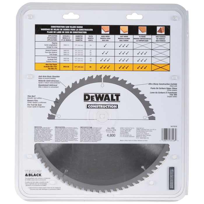 DeWalt 12" 80T Thin Kerf Mitre Saw Blade