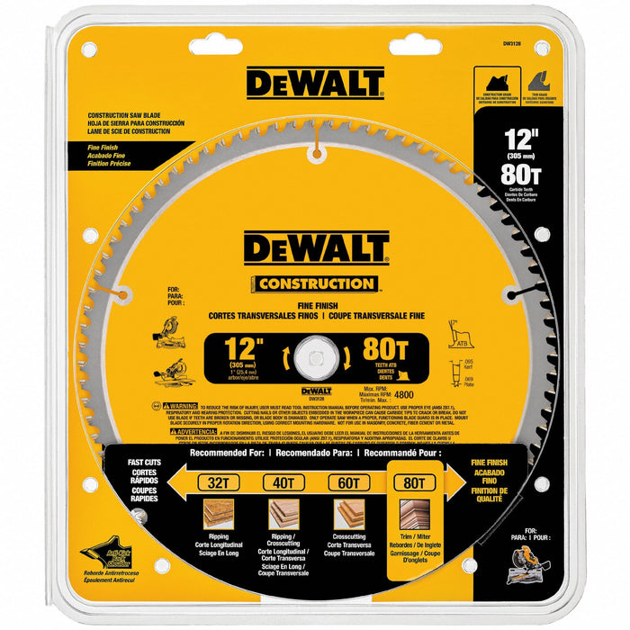 DeWalt 12" 80T Thin Kerf Mitre Saw Blade