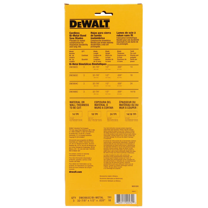 DeWalt 3PK 18TPI Portable Bandsaw Blade - 44-7/8"