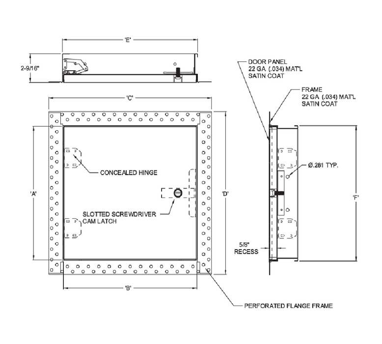 Acudor DW-5015 Recessed Metal Access Door