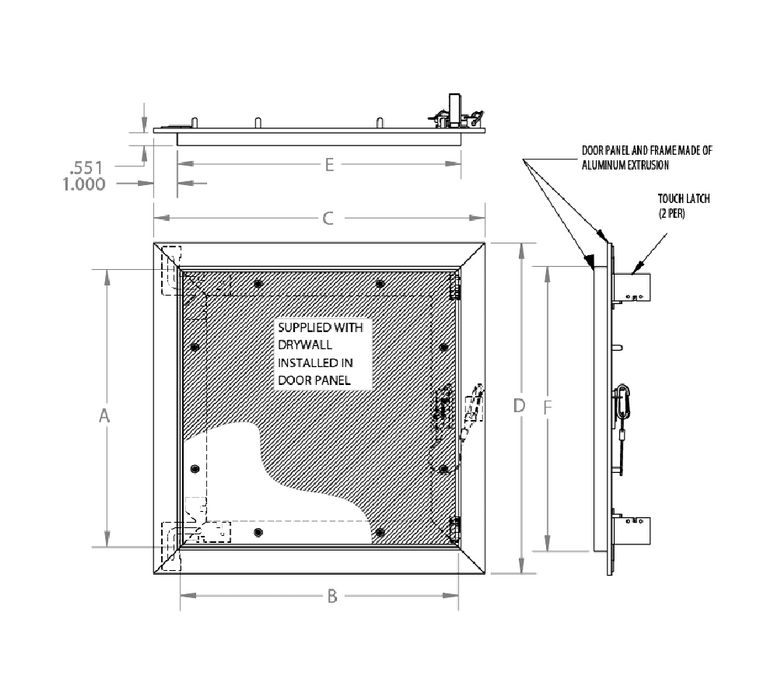 Acudor DW-5058-1 Recessed Access Door For 1/2" Drywall