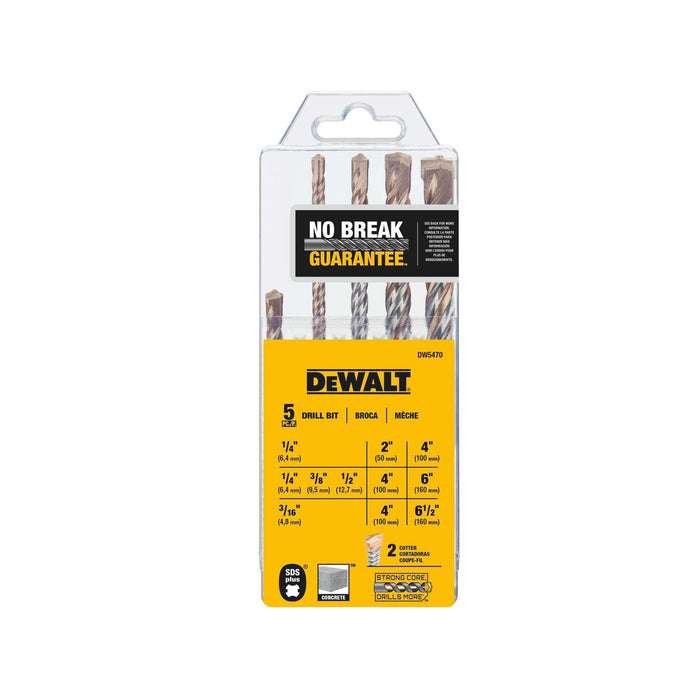 DeWalt 5 pc. SDS Plus Rock Carbide Hammer Bit Set