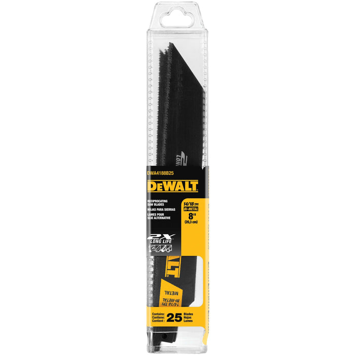 DeWalt 8" 2X Long Life 14/18TPI Bi-Metal Reciprocating Saw Blade