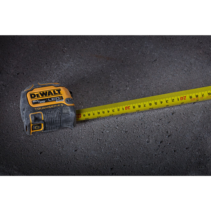 DeWalt TOUGHSERIES™ 8m/26ft Tape Measure w/ LED Light