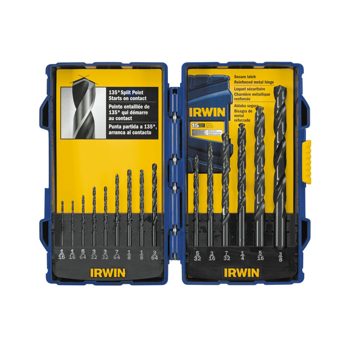 Irwin 15 pc. Black Oxide Metal Index Drill Bit Set