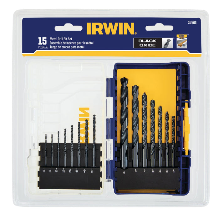 Irwin 15 pc. Black Oxide Metal Index Drill Bit Set