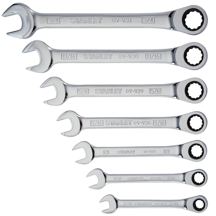 Stanley 7PC Ratchet Combination Wrench Set