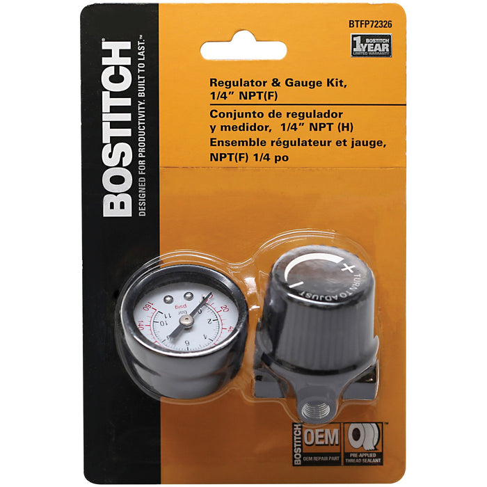 Bostitch Regulator And Gauge Kit With 1/4" NPT Female Thread