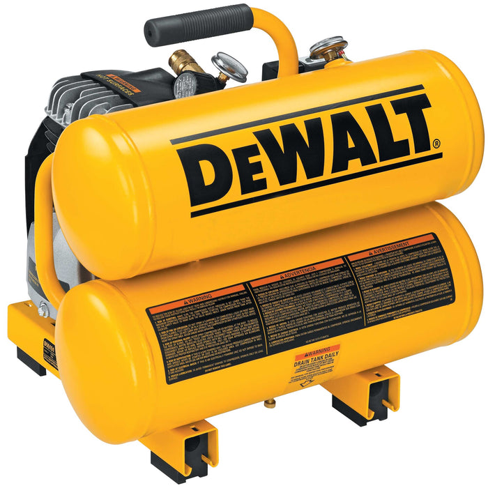 DeWalt 1.1 HP Continuous Twin Tank 4 Gallon Electric Hand Carry Compressor