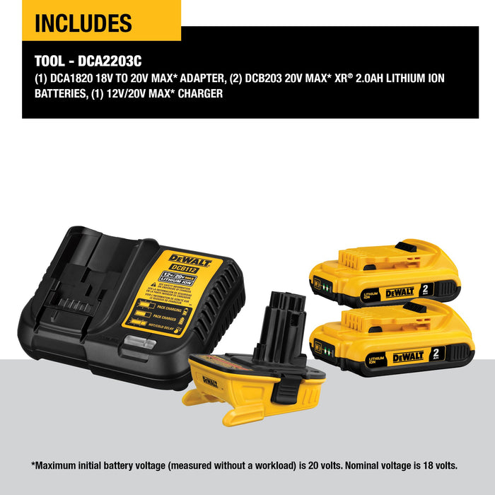 DeWalt 20V MAX Battery Adapter Kit For 18V Tools