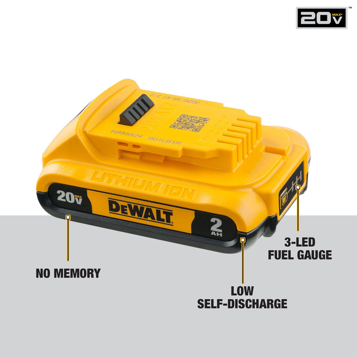 DeWalt 2PK 20V MAX Compact Li-Ion Battery - 2.0Ah