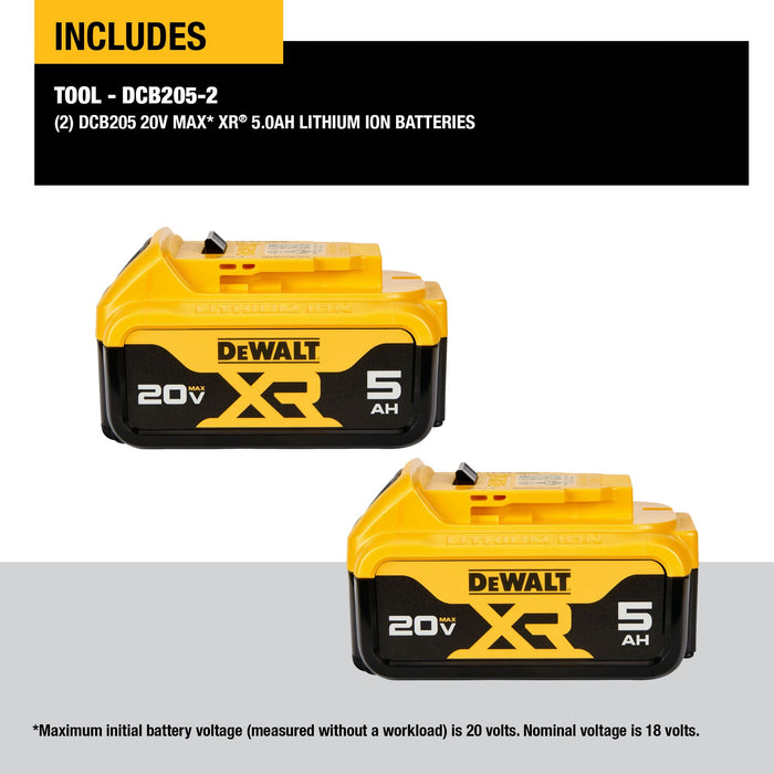 DeWalt 2PK 20V MAX XR Li-Ion Battery - 5.0Ah