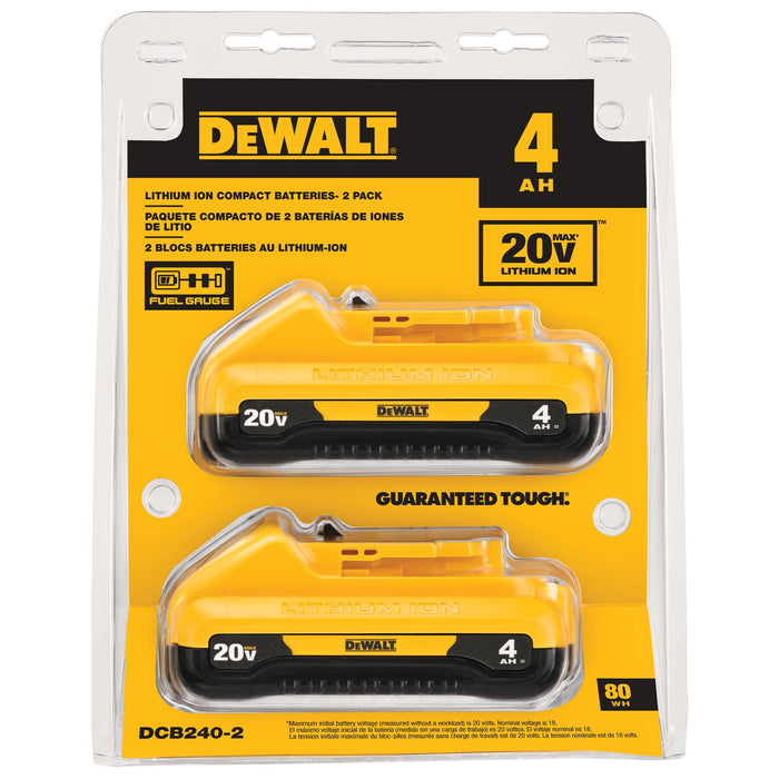 Dewalt 2PK 20V Max XR Compact Li-ion Battery - 4.0Ah